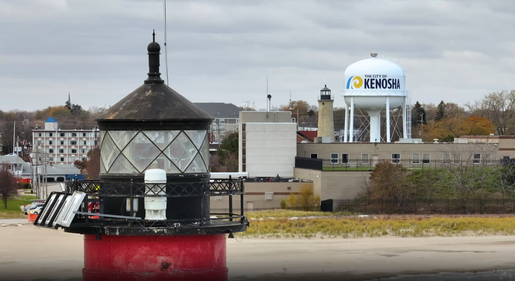 Kenosha, Wisconsin cityscape near Lake Michigan